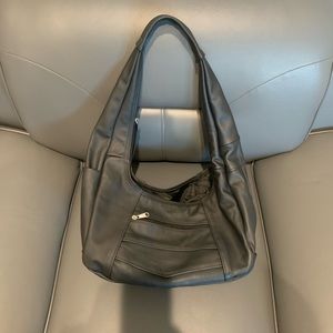 Black Genuine Leather Concealed Carry Hobo